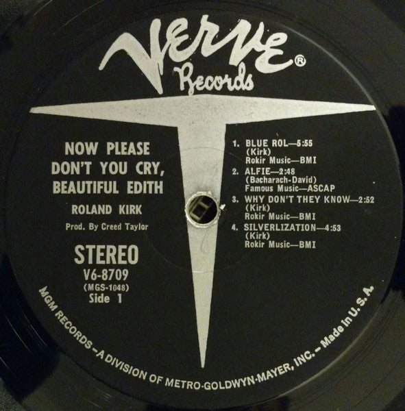Rahsaan Roland Kirk - Now Please Don't You Cry, Beautiful Edith - VG+ LP Record 1967 Verve USA Stereo Vinyl - Jazz - Shuga Records