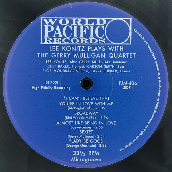 Lee Konitz Plays With The Gerry Mulligan Quartet - Lee Konitz Plays With The Gerry Mulligan Quartet  (1957) - New LP Record 2021 Blue Note Tone Poet 180 gram Vinyl - Jazz / Bop / Cool Jazz - Shuga Records