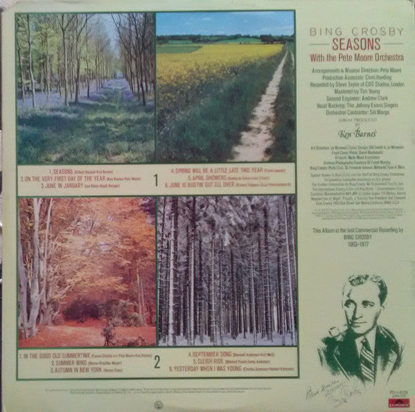 Bing Crosby With The Pete Moore Orchestra - Seasons - New LP Record 1977 Polydor USA Vinyl - Jazz / Pop / Vocal - Shuga Records