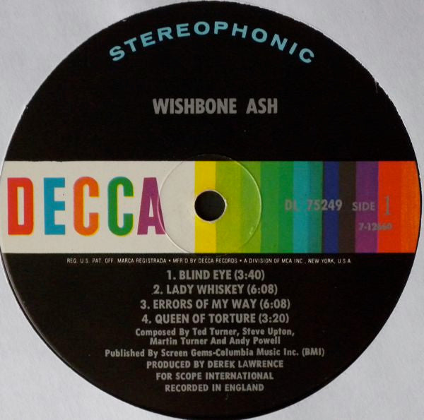 Signed Autographed by Andy Powell - Wishbone Ash - Wishbone Ash - VG LP Record 1970 Decca USA Original Vinyl - Prog Rock / Hard Rock - Shuga Records
