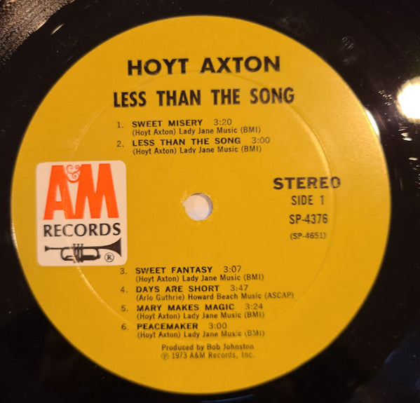 Hoyt Axton - Less Than The Song - VG LP Record 1972 A&M USA Vinyl - Country - Shuga Records