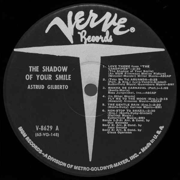 Astrud Gilberto - The Shadow Of Your Smile - VG LP Record 1965 Verve USA Mono Vinyl - Jazz / Bossa Nova / Latin Jazz - Shuga Records