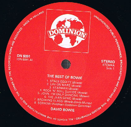 David Bowie - The Best Of Bowie - Mint- LP Record 1981 Dominion K-Tel Netherlands Vinyl - Art Rock / Glam Rock - Shuga Records