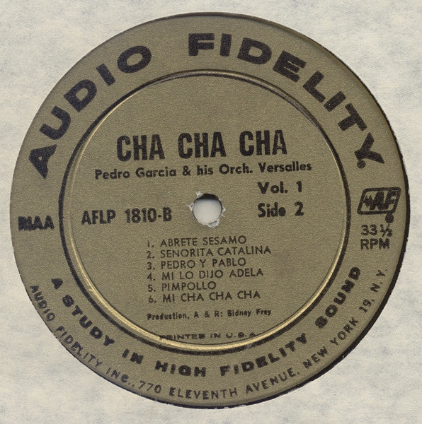 Pedro Garcia And His Del Prado Orchestra - Cha Cha Cha Vol. 1 - VG+ LP Record 1956 Audio Fidelity USA Mono Original Vinyl - Jazz / Latin Jazz - Shuga Records