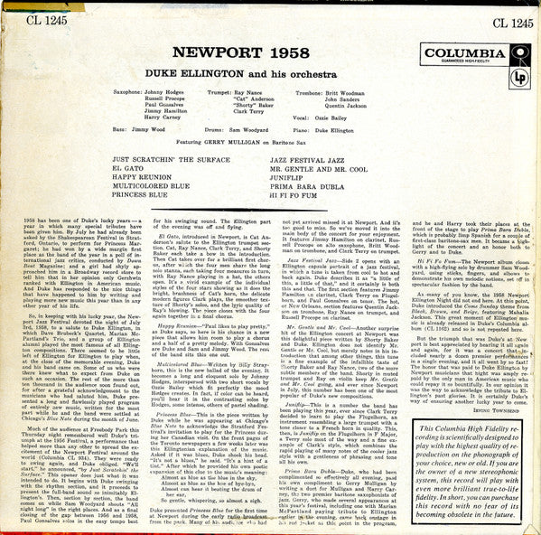 Duke Ellington And His Orchestra - Newport 1958 - VG LP Record 1958 Columbia USA Vinyl - Jazz / Big Band / Swing - Shuga Records