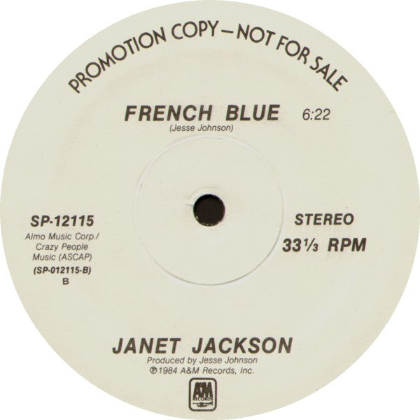 Janet Jackson - Fast Girls / French Blue - VG+ LP Record 1984 A&M Vinyl - Funk / Minneapolis Sound - Shuga Records