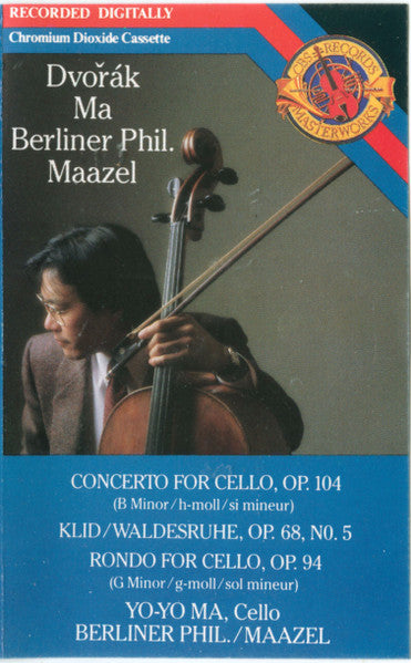 Yo-Yo Ma, Lorin Maazel – Dvořák : Cello Concerto, Op.104 / Rondo, Op.94 / Klid/Waldesruhe, Op.68 No. 5 - Mint- Cassette 1986 CBS Masterworks USA Tape - Classical - Shuga Records