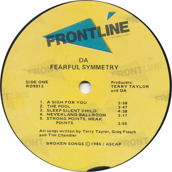 DA / Daniel Amos - Fearful Symmetry - VG+ LP Record 1986 Frontline USA Vinyl Insert - Pop Rock / New Wave / Xian / - Shuga Records