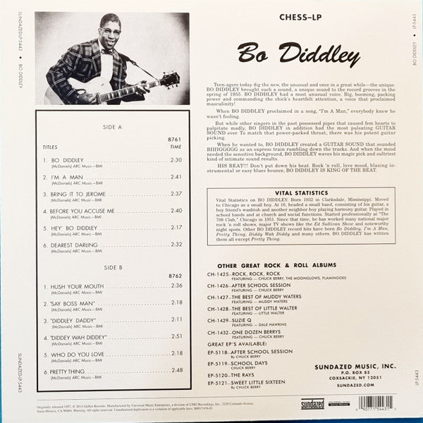 Bo Diddley - Bo Diddley (1957) - Mint- LP Record 2018 Sundazed Music USA Vinyl - Rock & Roll / Chicago Blues - Shuga Records