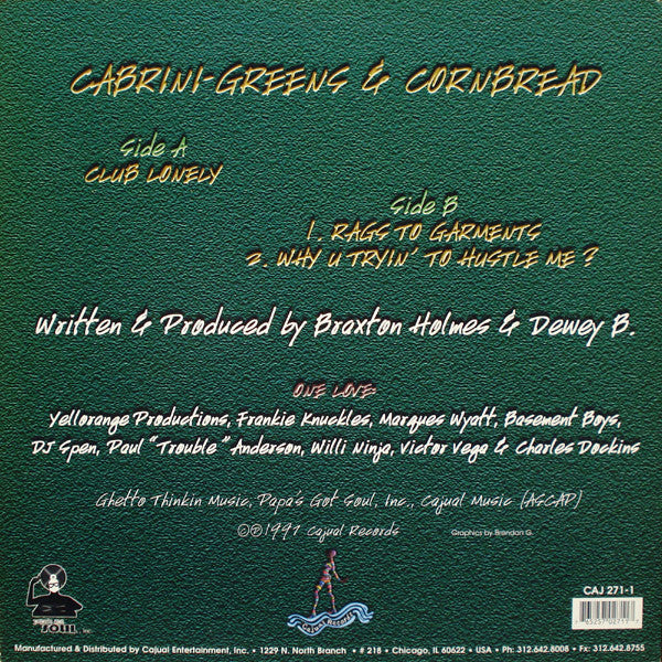 Cabrini-Greens & Cornbread – Cabrini-Greens & Cornbread - VG+ 12" Single Record 1997 Cajual USA Vinyl - Chicago House - Shuga Records