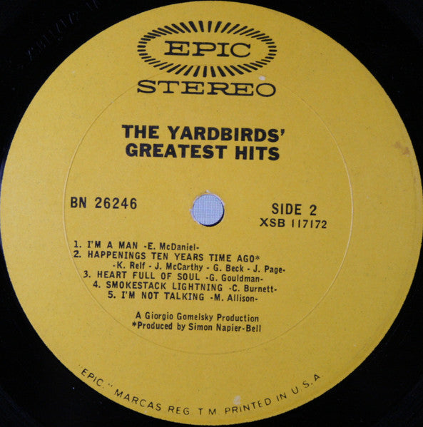 The Yardbirds - The Yardbirds' Greatest Hits - VG+ LP Record 1967 Epic USA Original Vinyl - Garage Rock / Psychedelic Rock / Mod / Blues Rock - Shuga Records