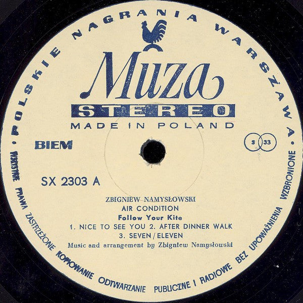 Zbigniew Namysłowski Air Condition - Follow Your Kite - VG+ (VG cover) LP Record 1980 Polskie Nagrania Muza Poland Vinyl - Jazz / Jazz-Funk / Fusion - Shuga Records
