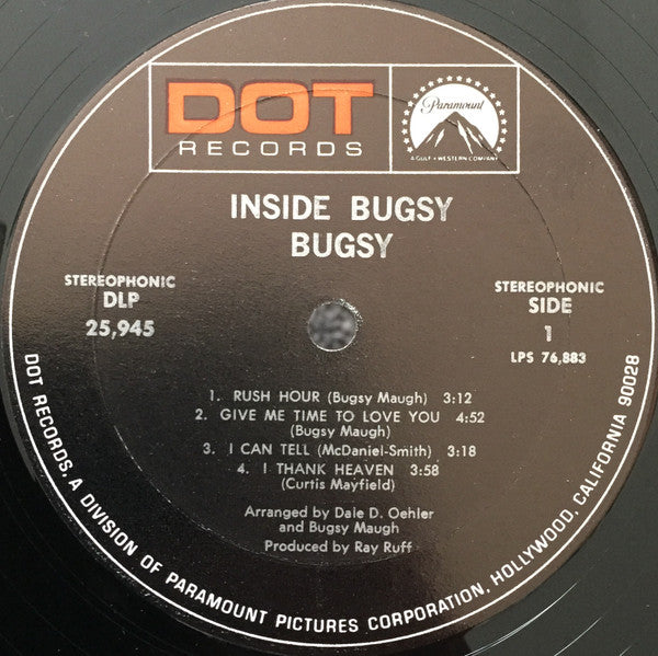 Bugsy - Inside Bugsy - VG+ LP Record 1969 DOT USA Vinyl - Soul / Funk / Pop - Shuga Records