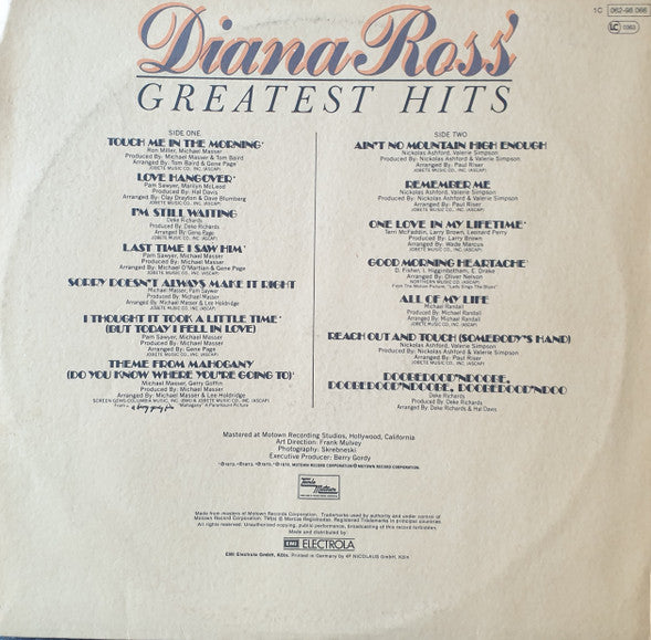 Diana Ross - Diana Ross' Greatest Hits - VG+ (VG cover) LP Record 1976 Tamla Motown Germany Vinyl - Soul / Disco - Shuga Records