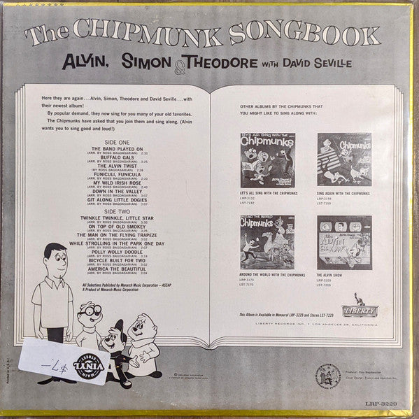 The Chipmunks & David Seville - The Chipmunk Songbook - VG+ LP Record 1962 Liberty USA Original Vinyl & Foil Cover - Children's / Novelty - Shuga Records