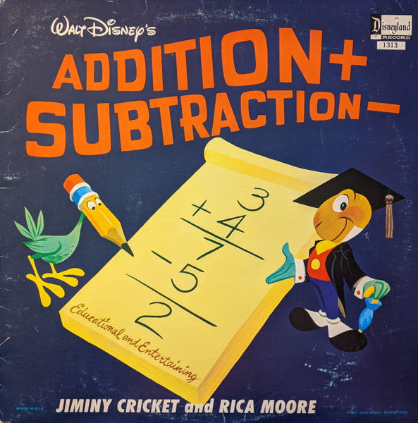 Jiminy Cricket & Rica Moore - Addition And Subtraction - VG+ LP Record 1973 Walt Disney Disneyland USA Vinyl - Children's / Educational - Shuga Records