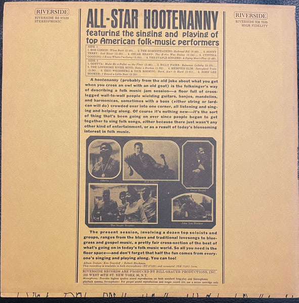 Various - All-Star Hootenanny - Mint- LP Record 1965 Riverside USA Original Vinyl - Folk / Blues / Country Folk - Shuga Records