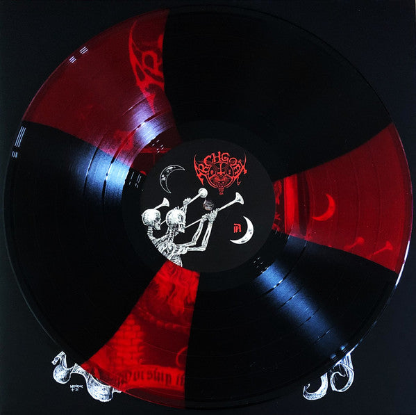 Archgoat - Worship The Eternal Darkness - Mint- LP Record 2021 Debemur Morti France Blood Red & Black Spinner Effect Vinyl, Poster, Insert & Download - Black Metal / Thrash - Shuga Records