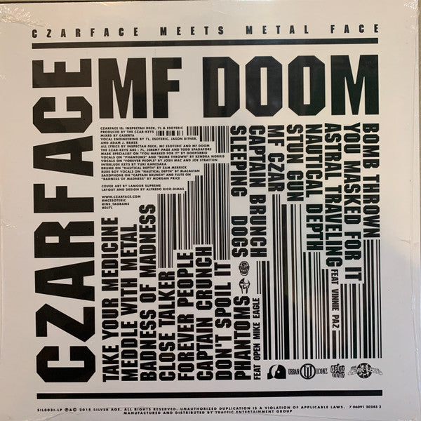 Czarface & MF Doom ‎– Czarface Meets Metal Face (2018) - New LP Record 2021 Silver Age USA White Vinyl - Hip Hop - Shuga Records