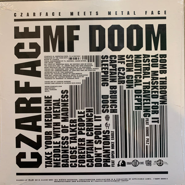 Czarface & MF Doom ‎– Czarface Meets Metal Face (2018) - New LP Record 2021 Silver Age USA White Vinyl - Hip Hop