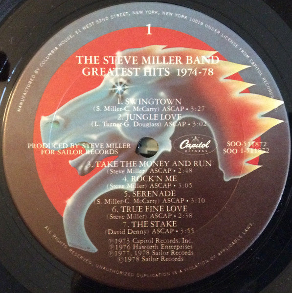 Steve Miller Band - Greatest Hits 1974-78 - VG+ LP Record 1978 Capitol Club Edition USA Vinyl - Pop Rock / Classic Rock - Shuga Records