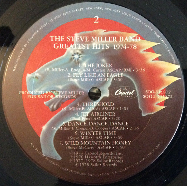 Steve Miller Band - Greatest Hits 1974-78 - VG+ LP Record 1978 Capitol Club Edition USA Vinyl - Pop Rock / Classic Rock - Shuga Records