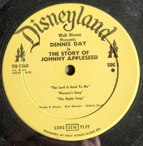Dennis Day - Walt Disney The Story Of Johnny Appleseed - VG+ LP Record 1964 Disneyland USA Vinyl - Story / Soundtrack / Children's - Shuga Records