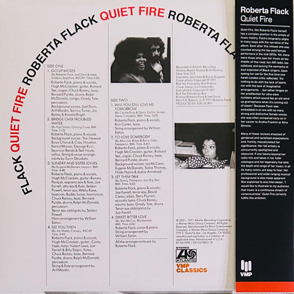Roberta Flack - Quiet Fire (1971) - New LP Record 2021 Atlantic Vinyl Me Please Club Edition 180 gram Vinyl - Soul - Shuga Records