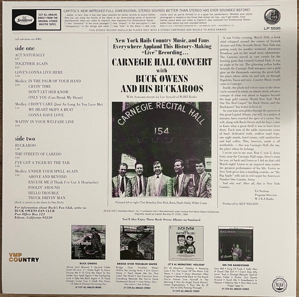 Buck Owens And His Buckaroos - Carnegie Hall Concert (1966) - Mint- LP Record 2021 Vinyl Me, Please. Yellow 180 gram Vinyl & Booklet - Country / Honky Tonk - Shuga Records