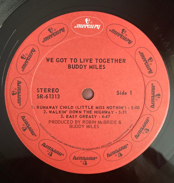 Buddy Miles - We Got To Live Together - VG+ LP Record 1970 Mercury USA - Soul / Funk - Shuga Records