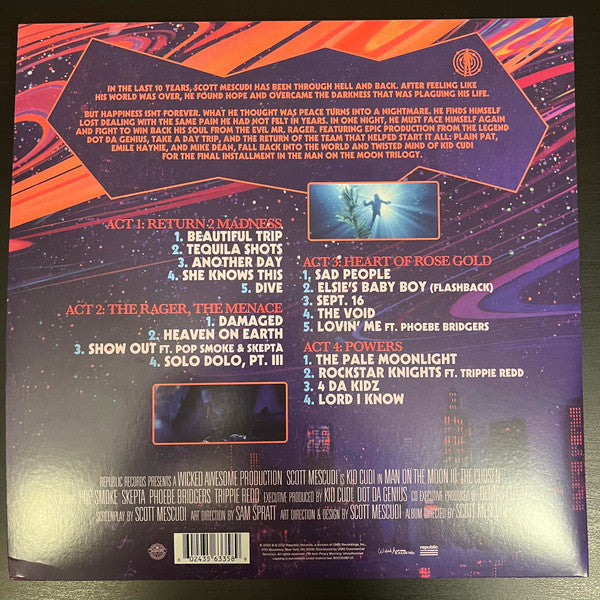 Kid Cudi - Man On The Moon III: The Chosen - Mint- 2 LP Record 2021 Republic Target Exclusive Sea Blue Vinyl & Insert - Hip Hop / Pop Rap - Shuga Records