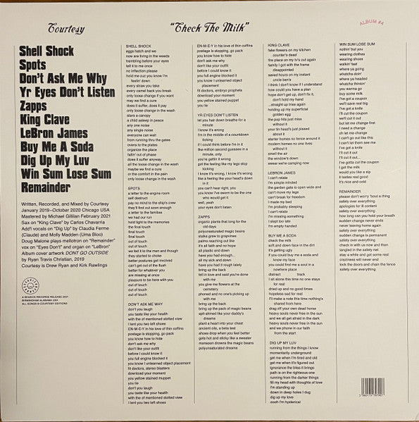 Courtesy - Check the Milk - VG+ LP Record 2021 Seasick USA Vinyl - Electronic / Experimental - Shuga Records