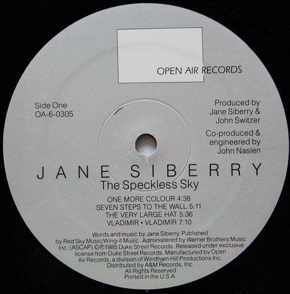 Jane Siberry ‎– The Speckless Sky - Mint- LP Record 1985 Open Air USA Vinyl & Poster - Synth-pop - Shuga Records