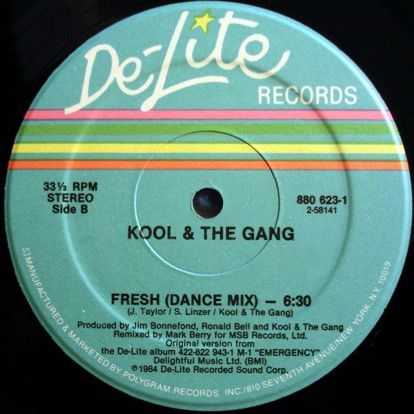 Kool & The Gang - Fresh (Remix) - VG+ 12" Single Record 1984 De-Lite USA Vinyl - Disco / Funk - Shuga Records