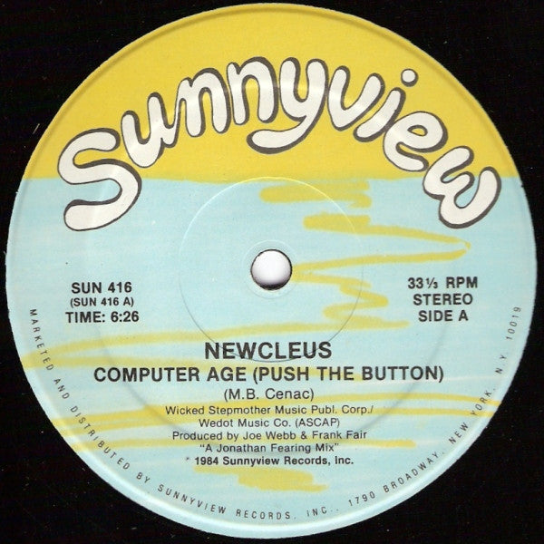 Newcleus - Computer Age (Push The Button) - VG+ 12" Single Record Sunnyview Vinyl - Electro / Electro Rap - Shuga Records
