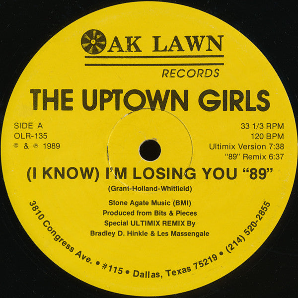 The Uptown Girls - (I Know) I'm Losing You '89 - Mint- 12" Single Record 1989 Oak Lawn Vinyl - Electro / Synth-pop - Shuga Records