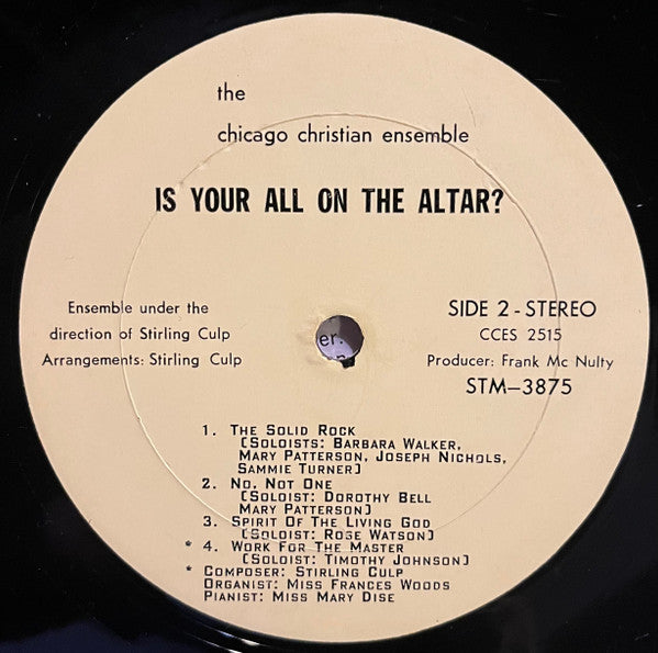 The Chicago Christian Ensemble - Is Your All On The Altar? - LP Record 1969 Private Press Self Released USA Vinyl - Gospel / Soul - Shuga Records