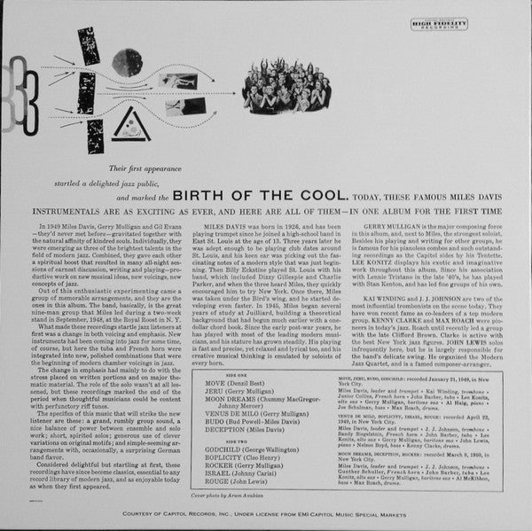 Miles Davis - Birth Of The Cool (1956) - VG+ LP Record 2003 Capitol Classic Records 200 gram Vinyl & Inserts - Cool Jazz / Bop