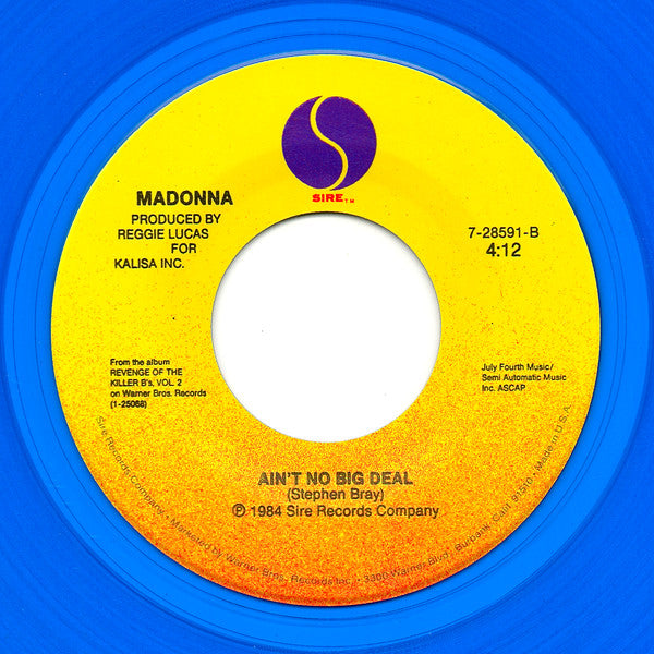Madonna - True Blue / Ain't No Big Deal - Mint- 7" Single Record 1986 Sire USA Translucent Blue Vinyl - Synth-pop - Shuga Records