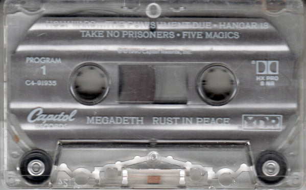 Megadeth - Rust In Peace - VG+ Cassette 1990 Capitol USA Original Tape - Heavy Metal / Thrash / Speed Metal - Shuga Records