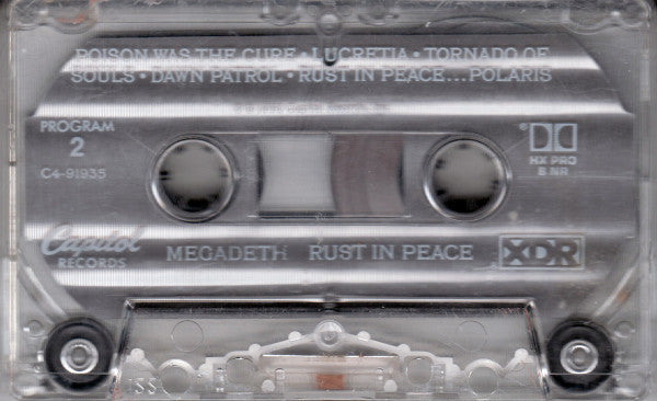Megadeth - Rust In Peace - VG+ Cassette 1990 Capitol USA Original Tape - Heavy Metal / Thrash / Speed Metal - Shuga Records