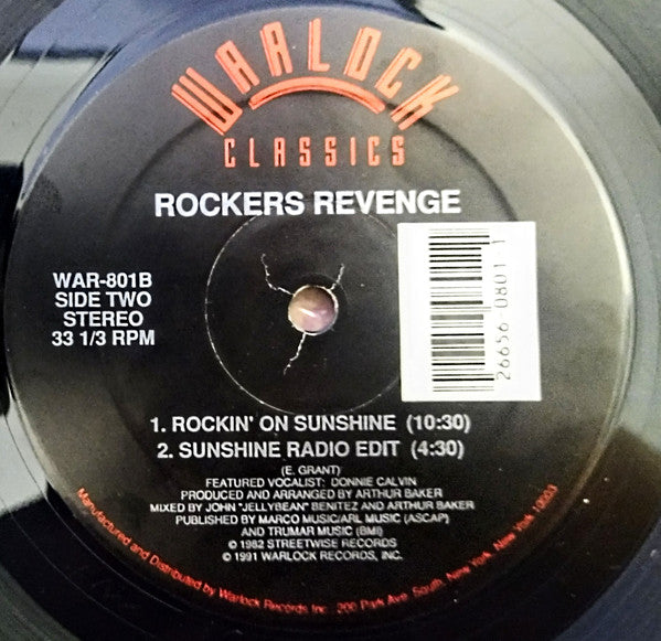 Rockers Revenge - Walking On Sunshine - Mint- 12" Single Record 1982 Warlock Classics USA Vinyl - Pop Rap / Electro / Disco - Shuga Records