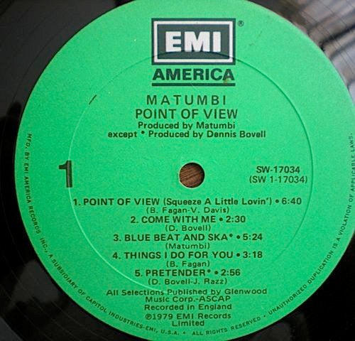 Matumbi – Point Of View - VG+ LP Record 1979 EMI USA Vinyl - Reggae / Roots Reggae / Dub - Shuga Records