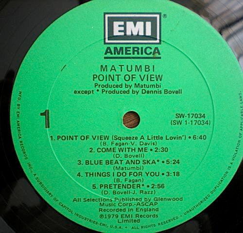 Matumbi – Point Of View - VG+ LP Record 1979 EMI USA Vinyl - Reggae / Roots Reggae / Dub