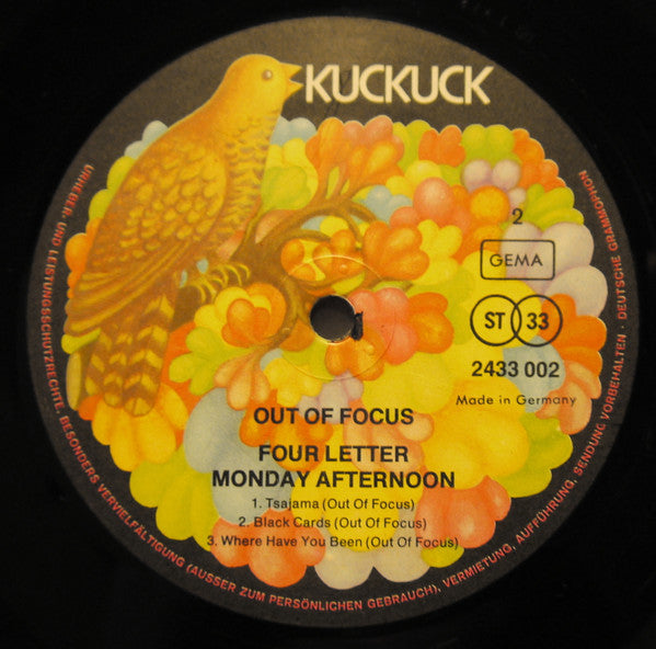 Out Of Focus - Four Letter Monday Afternoon - VG+ 2 LP Record 1972 Kuckuck Germany Original Vinyl - Krautrock / Prog Rock / Psychedelic Rock - Shuga Records