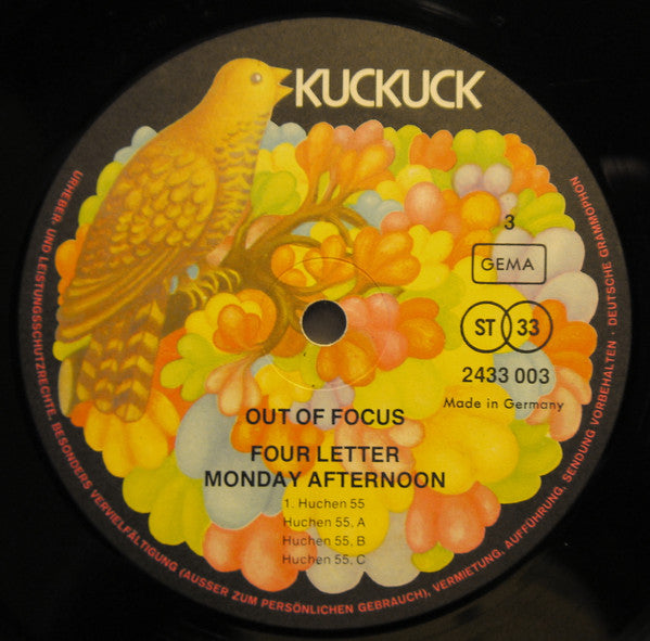 Out Of Focus - Four Letter Monday Afternoon - VG+ 2 LP Record 1972 Kuckuck Germany Original Vinyl - Krautrock / Prog Rock / Psychedelic Rock - Shuga Records