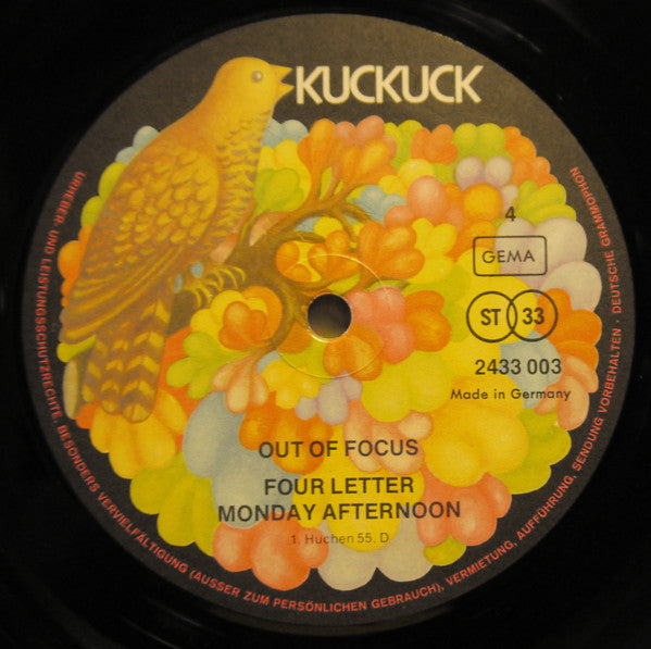 Out Of Focus - Four Letter Monday Afternoon - VG+ 2 LP Record 1972 Kuckuck Germany Original Vinyl - Krautrock / Prog Rock / Psychedelic Rock - Shuga Records