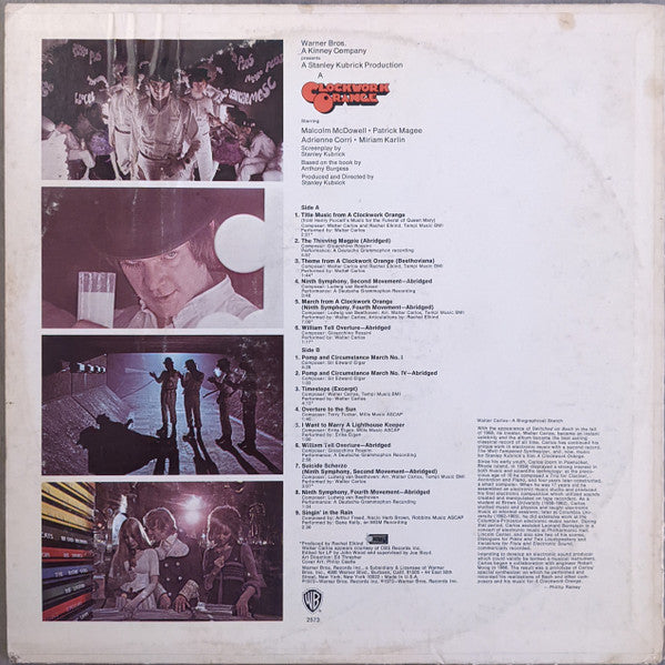 Various - Stanley Kubrick's A Clockwork Orange (1971) - VG+ LP Record 1972 Warner USA Vinyl & Green Label - Soundtrack / Experimental - Shuga Records
