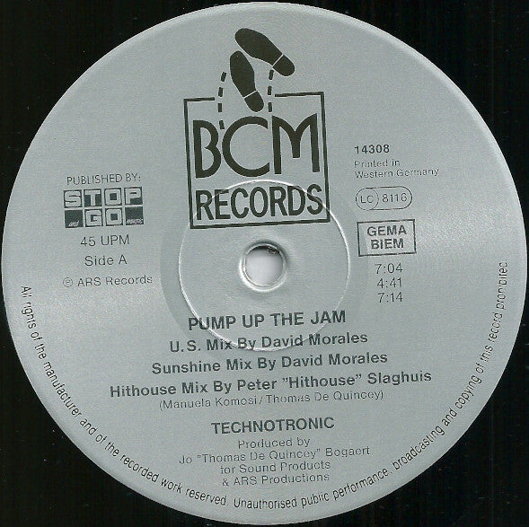 Technotronic Featuring Felly - Pump Up The Jam (The Remixes) - New 12" Single Record 1989 BCM Germany Vinyl - House / Euro House / Hip-House - Shuga Records