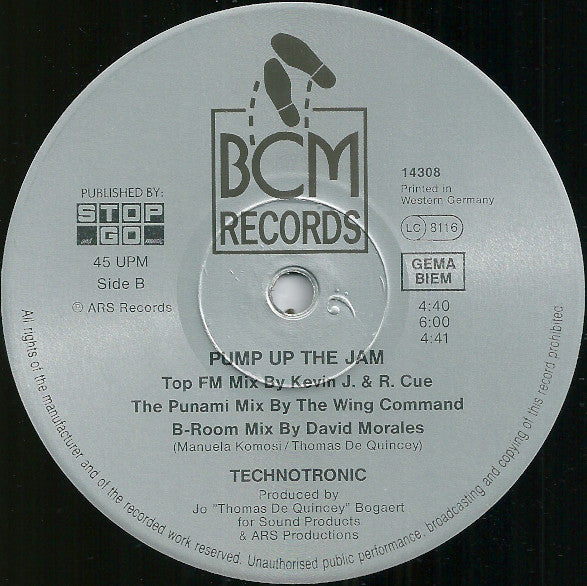Technotronic Featuring Felly - Pump Up The Jam (The Remixes) - New 12" Single Record 1989 BCM Germany Vinyl - House / Euro House / Hip-House - Shuga Records